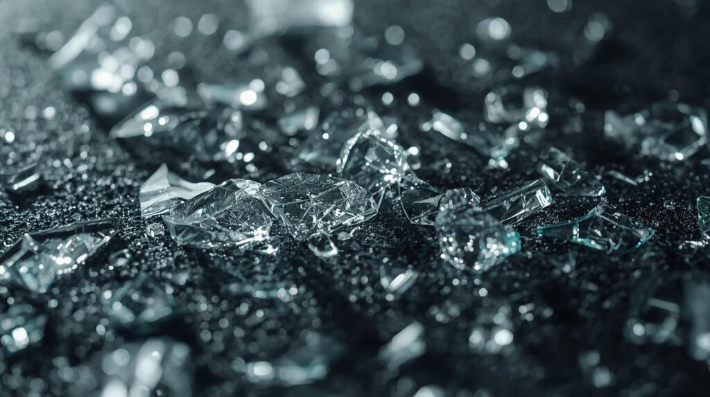 割れたガラスの画像